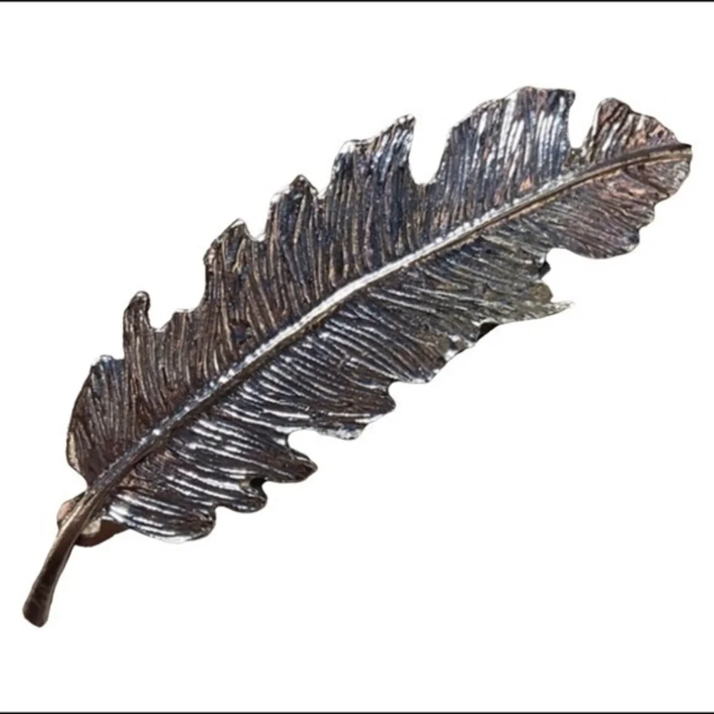Feather Metal Hair Clip Silver‎ Tone Boho